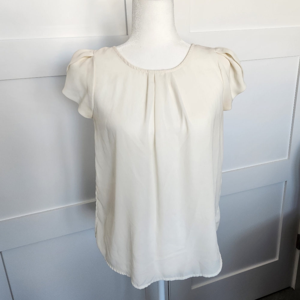 *Sheer Cream Tulip Sleeve Blouse